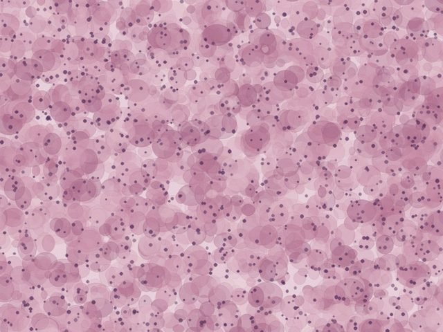 Stained tissue section viewed under a microscope